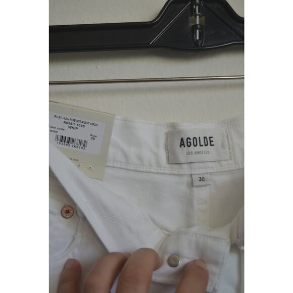White AGOLDE 30 Los Angeles Riley High Rise Straight Crop Jeans - Picture 2 of 5